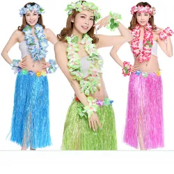 1set 80CM Multicolor both men /women Party Beach show DressClothes Elastic Waistline Adult single layer Hawaii Dance dress