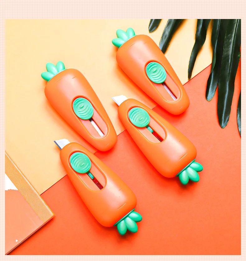 MG Novelty Fruit Carrot Utility Knife Mini Kawaii Portable Craft Wrapping Box Paper Envelope Cutter Knife Letter Opener Tools