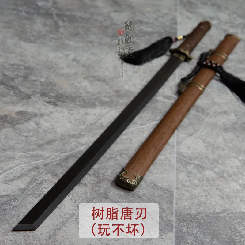 Wood Knife with Sheath Resin Straight Knife Pulling Sword Arts Fight Practice Knife Rubber Knife Simulation Knife Ornaments
