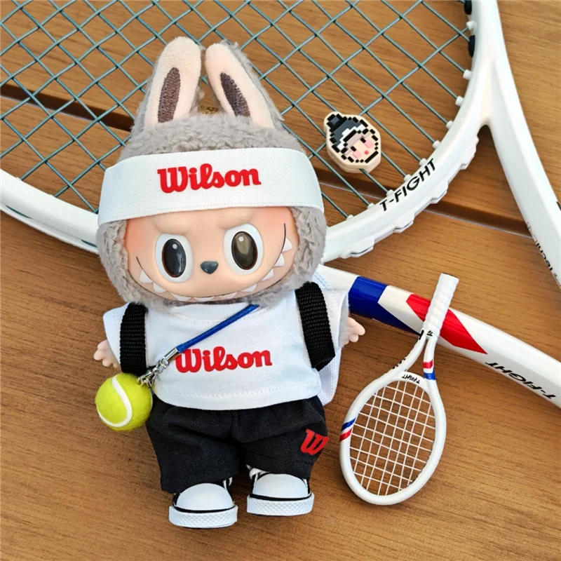 15 17ซม.สําหรับLabubuตุ๊กตาชุดกีฬาเทนนิสแต่งตัวPeakedหมวกผ้าใบรองเท้าเสื้อยืดเสื้อผ้านั่งอุปกรณ์เสริม