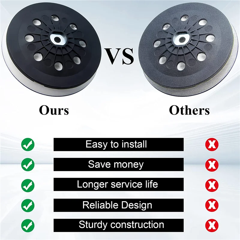 Lixadeira de substituição, D125, compatível com Festool ETS EC 125, LEX 125 EQ Sande, 8 furos, 5"