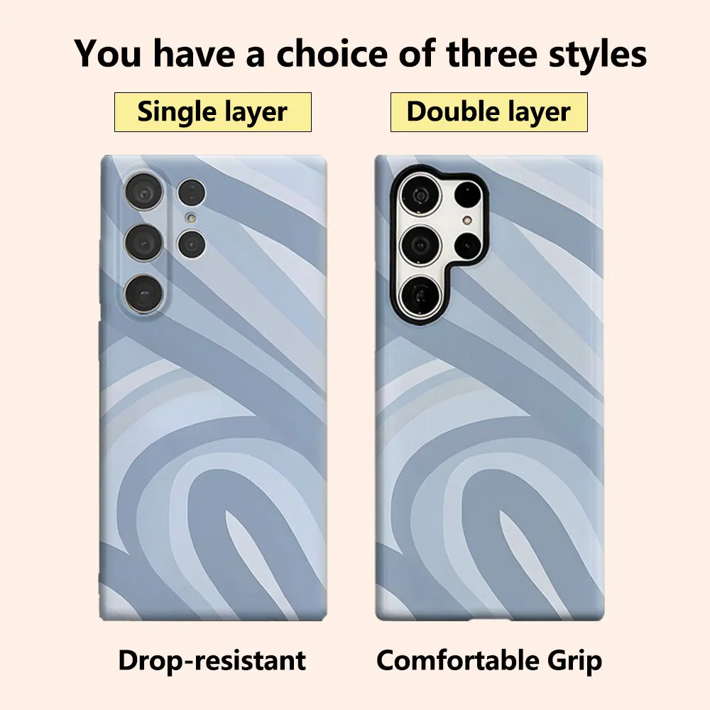 Blue Wave Abstract Luxury Fashion Full Lens Protective Case for Samsung Galaxy S26 S25 S24 A56 A36 Plus Ultra