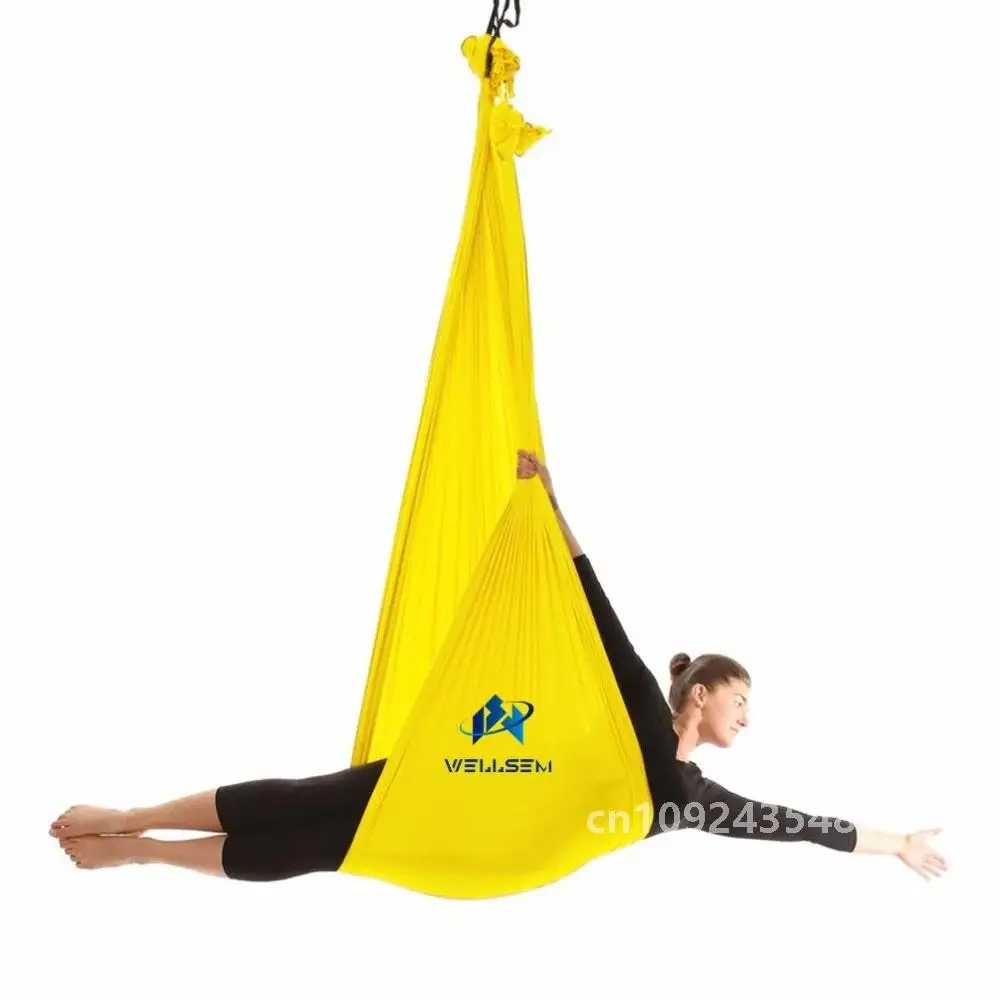 Wellsem Aerial Yoga Silk Equipment Anti-Gravity Hammock Fabric Pilates Flying Swing Device do ćwiczeń dla dorosłych i zabawy dla dzieci