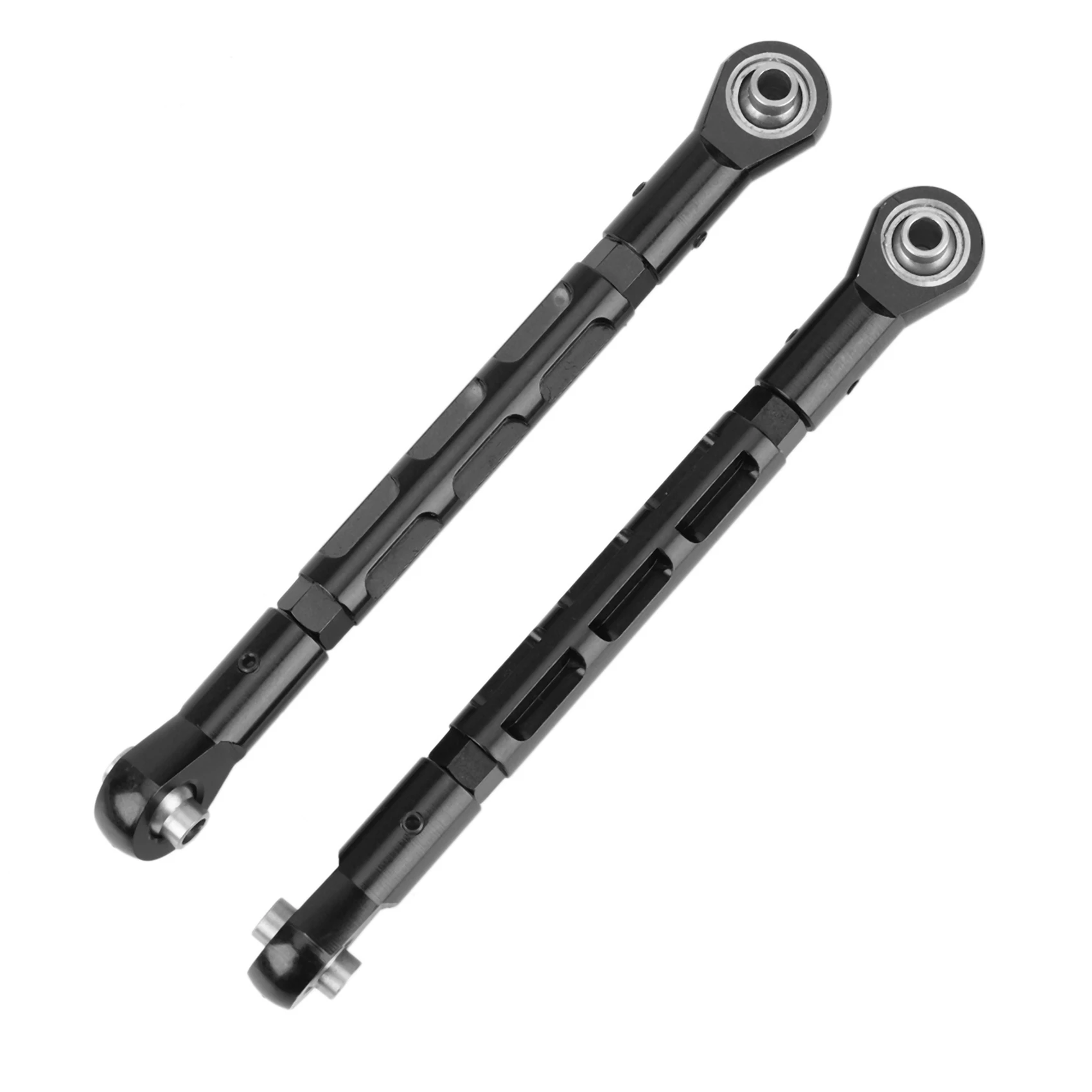 2Pcs Metal Adjustable Front Steering Link Rod Tie Rods for LOSI SUPER BAJA REY 1/6 Desert Truck RC Car Parts,Black