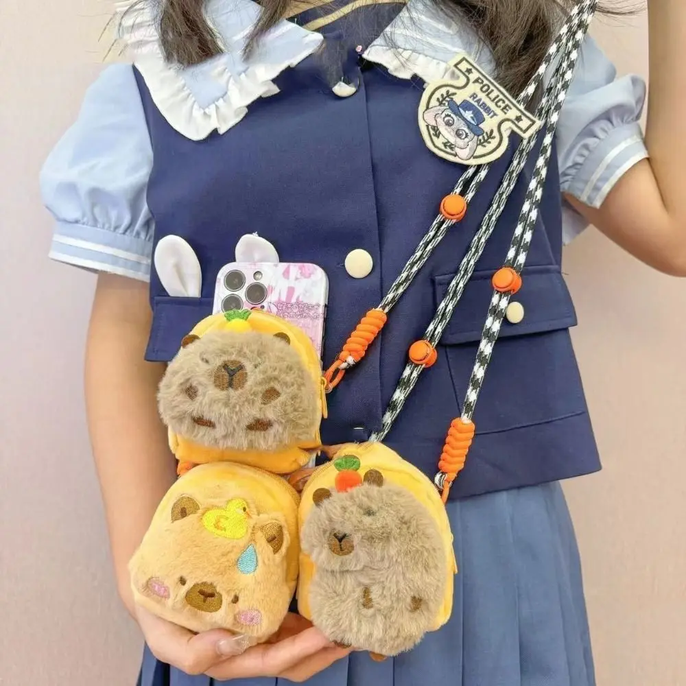 

Забавный кошелек с капибарой в стиле аниме, милый мультяшный кошелек, сумки через плечо, многофункциональная сумка для мобильного телефона