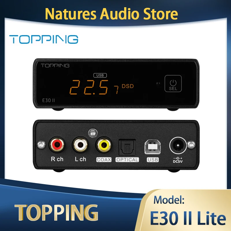 

TOPPING E30 II Lite Hi-Res Desktop Decoder E30II Lite AK4493S DAC Audio Preamp Audio USB DAC