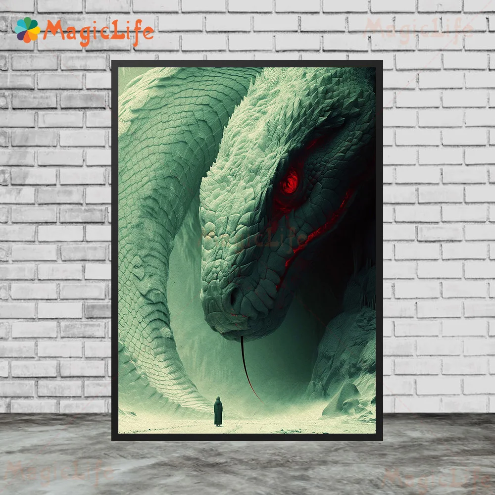 مجردة البرية بيثون ماجيك خرافة الملصقات جدار صور لغرفة المعيشة السحرية ملصق جدار الفن قماش اللوحة غير المؤطرة #3