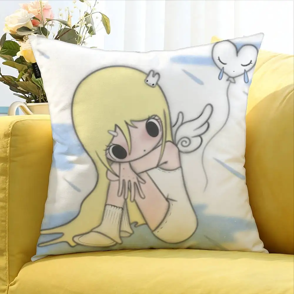Angel Bunny Girl Shangqiuzi   Various Sizes Square Pillow Case For Car Home Bedchamber Decor