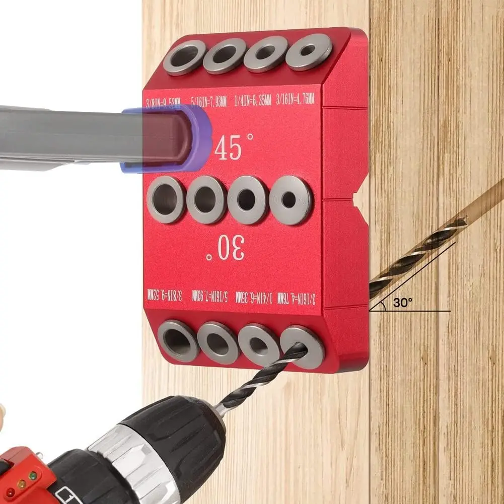 

Aluminum alloy 30/45/90 degree angle drilling positioner, straight hole oblique drilling guide fixture DIY woodworking tools