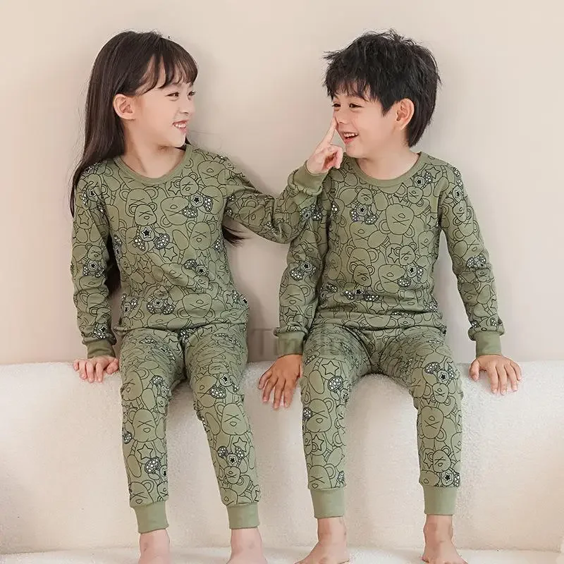 New Christmas Pajamas For Kids6 8 10 12 14 Years Big Boys Sleepwear Animal Bear Children Pajamas Cartoon Girls Night Clothes Set