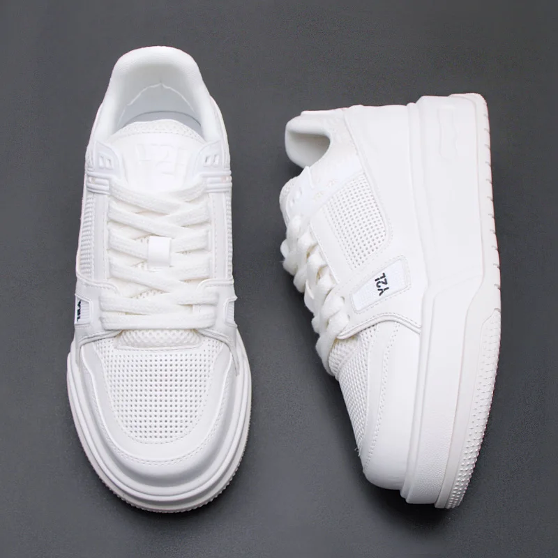 European station fashion brand men's shoes small white shoes 2024 cowhide breathable casual shoes soft soles comfortable board s