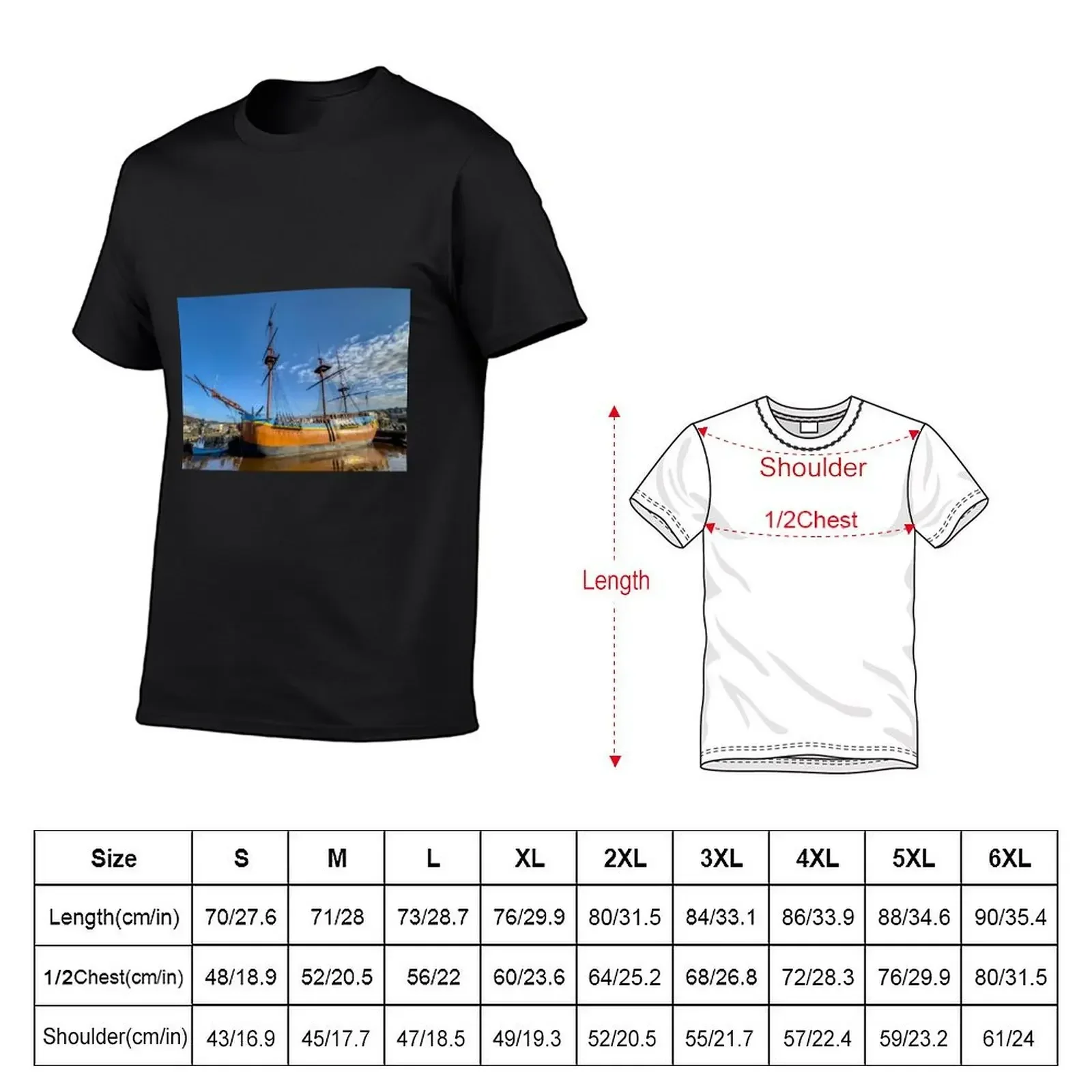 HM Bark Endeavour Whitby Harbour T-Shirt for a boy summer top mens plain t shirts