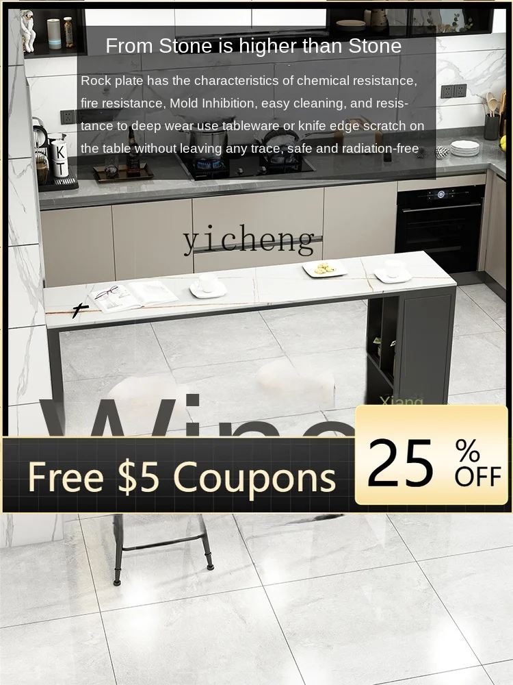 

ZZ Wall Dining Room Narrow Bar High-Leg Cabinet Combination High-Leg Table