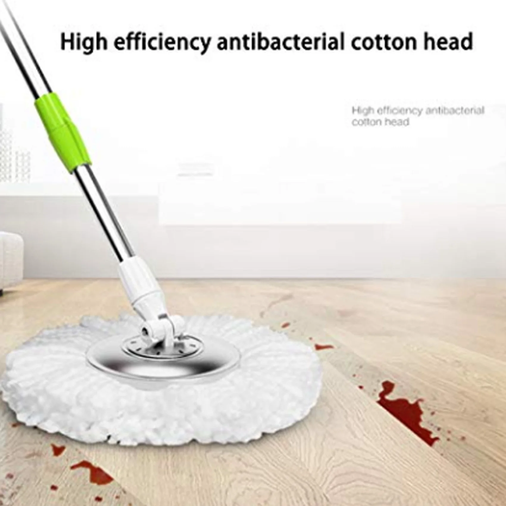 A74E-Mop Micro-Head Refill For 360° Spin Magic Mop-Microfiber Replacement Mop Head-Round Shape Standard Size (White-6 Pack)