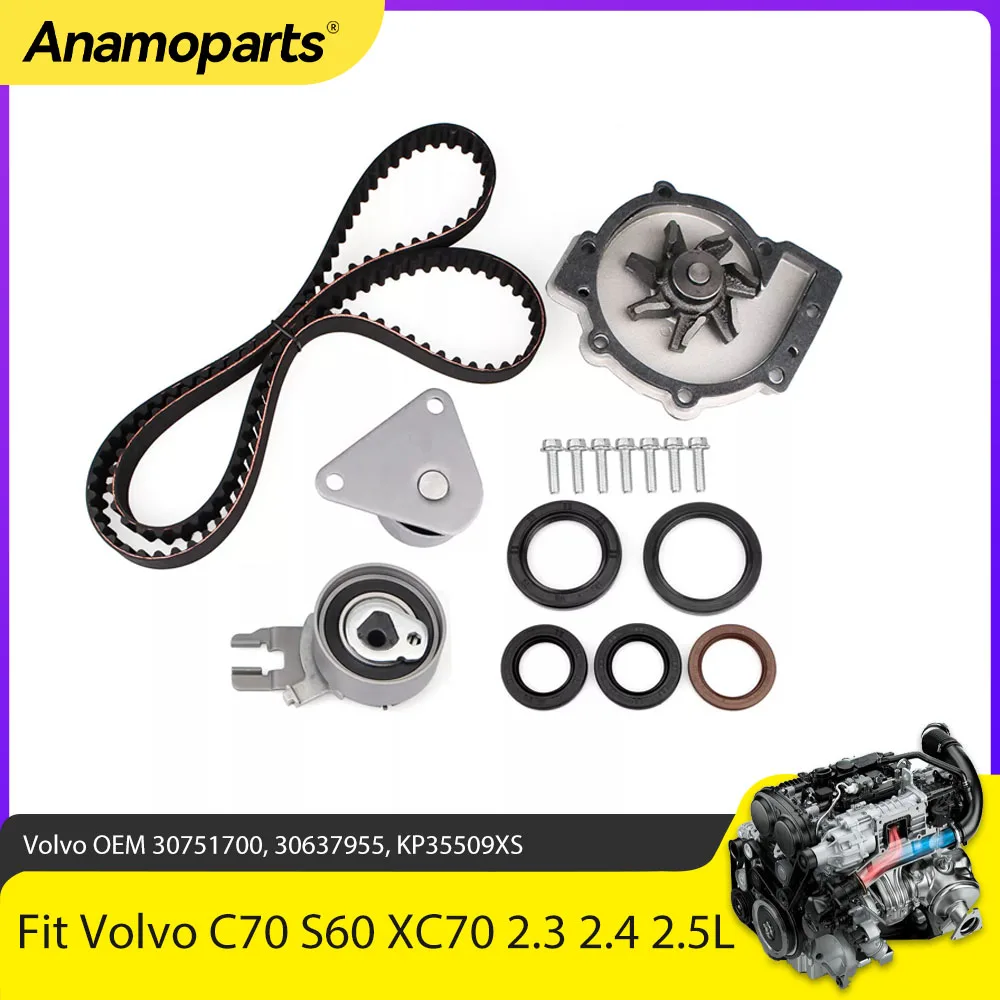 

Engine Timing Belt Kit Water Pump Fit 2.3 2.4 2.5 L T B5254T B5244T Gas For Volvo C30 C70 S40 S60 V50 V70 XC70 2.3L 2.4L 2.5L