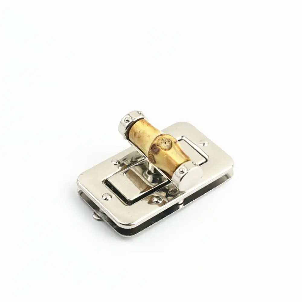 Natural Bamboo Bag Turn Lock DIY Durable Clasp Closure Zinc Alloy Rotating Lock Buckle Handbag Hardware