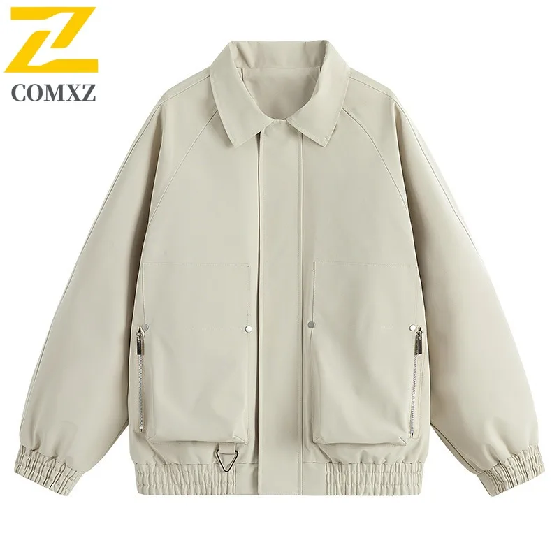 

COMXZ Men Valley Jackets 2025 Mountain Style Lapel Solid Tone Walking Camping Breathable Travel Overcoat Hiking Comfortable Coat