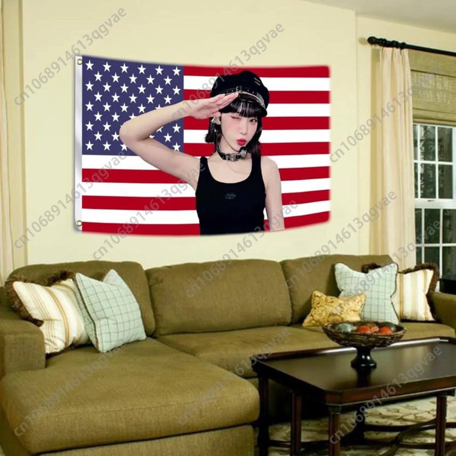 Kim Chaewone America Tapestry Chaewone USA Flag Poster American Flag Tapestry Bedroom Living Room Dorm Wall Custom Decoration
