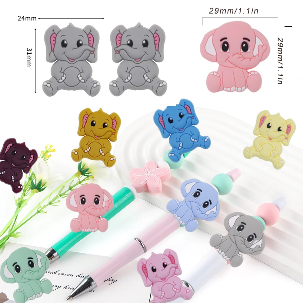 6pcs Elephant Silicone Animal Focus Beads For Jewelry Making DIY Earrings Bracelet Necklace Decoration Handmade Accessories