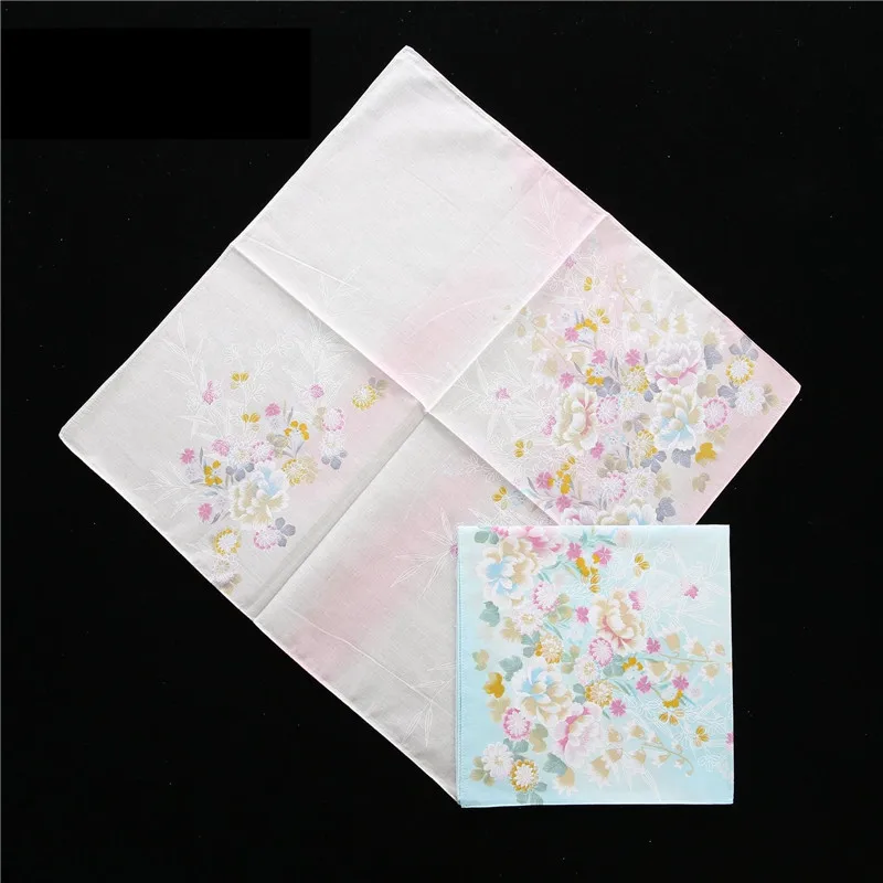 3Pcs 43x43cm Pure Cotton Japanese Korean Style Flower Printed Women Handkerchiefs Square Towels Tea Party Favors For Ladies