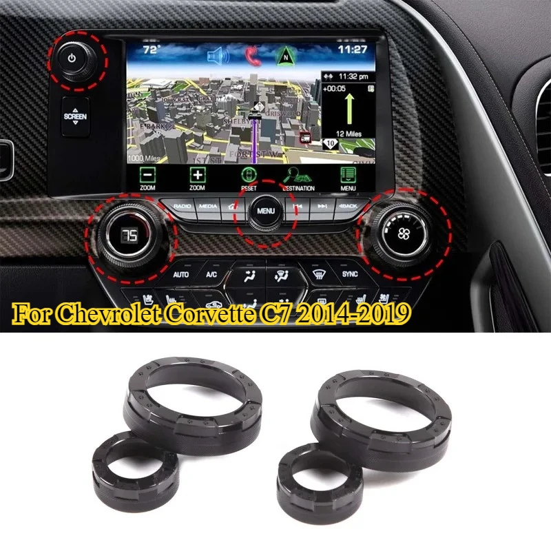 

For Chevrolet Corvette C7 2014-2019Aluminum Alloy Air Conditioning Volume Knob Ring Cover Trim Interior Car Accessories