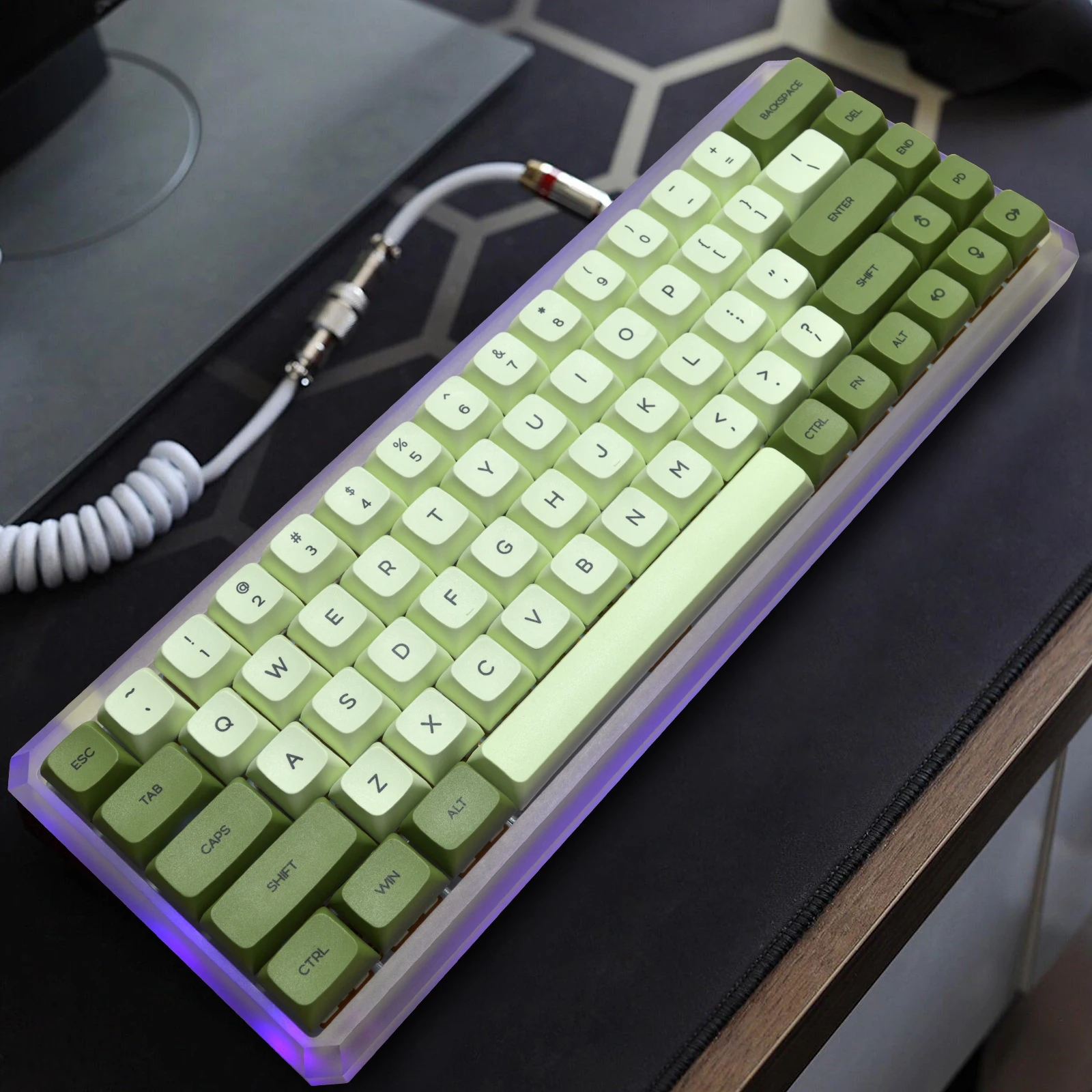 Imagem -03 - Matcha 124 Tampões Chave Pbt Xda Perfil para Teclado Mecânico de Cereja mx Double-shot Bonito Anime Verde Backlit Dye-sub Keycaps Conjunto