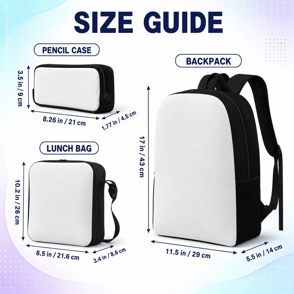 Custom Photo Backpack Set Personalized Name Text Print Backpack Lunch Bag Pencil Case 3Pcs School Travel Customized Gift for Kid