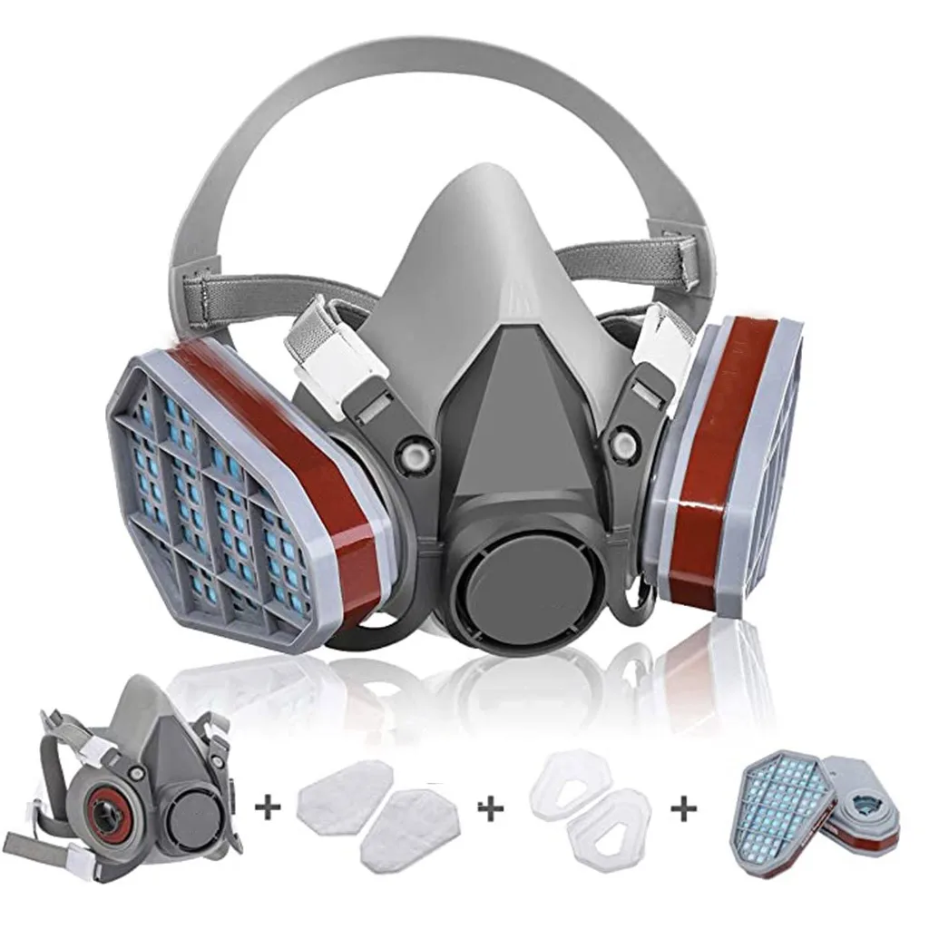 قناع غاز صناعي نصف كامل لتنفس الغبار للوجه لمرشحات رذاذ طلاء البخار العضوي للحماية الكيميائية مع نظارات واقية #1