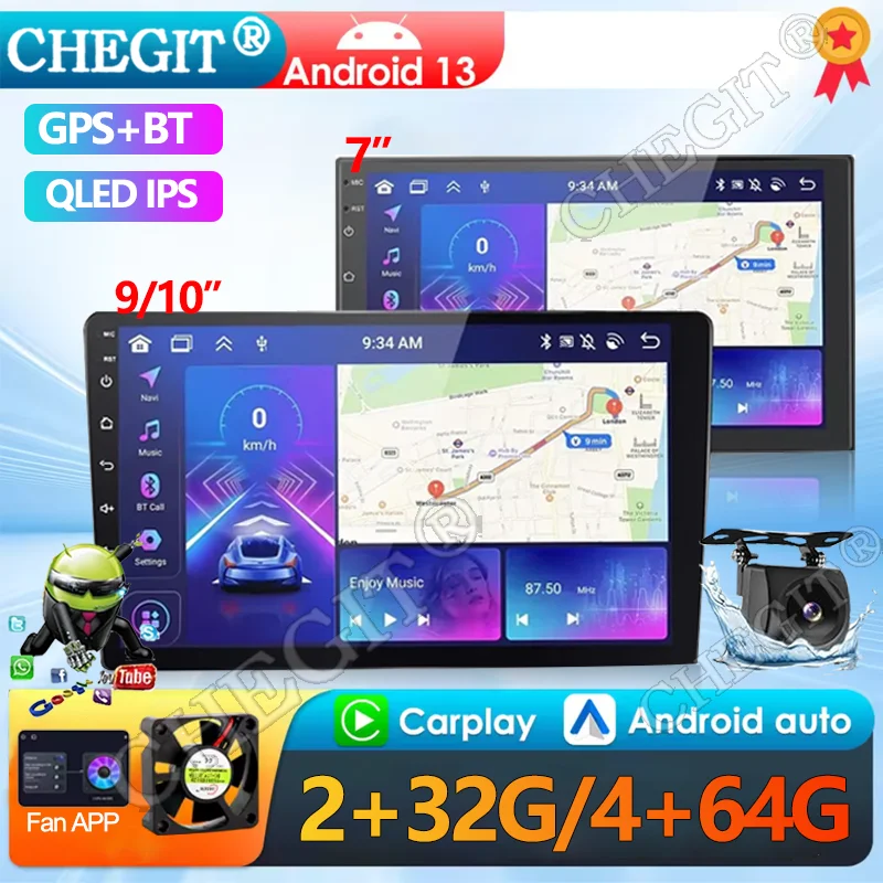 

7 9 10 "автомобильный радиоприемник Android Auto Carplay 32G/64G автомобильный стерео мультимедийный плеер универсальный WIFI GPS авторадио автомобильная интеллектуальная система