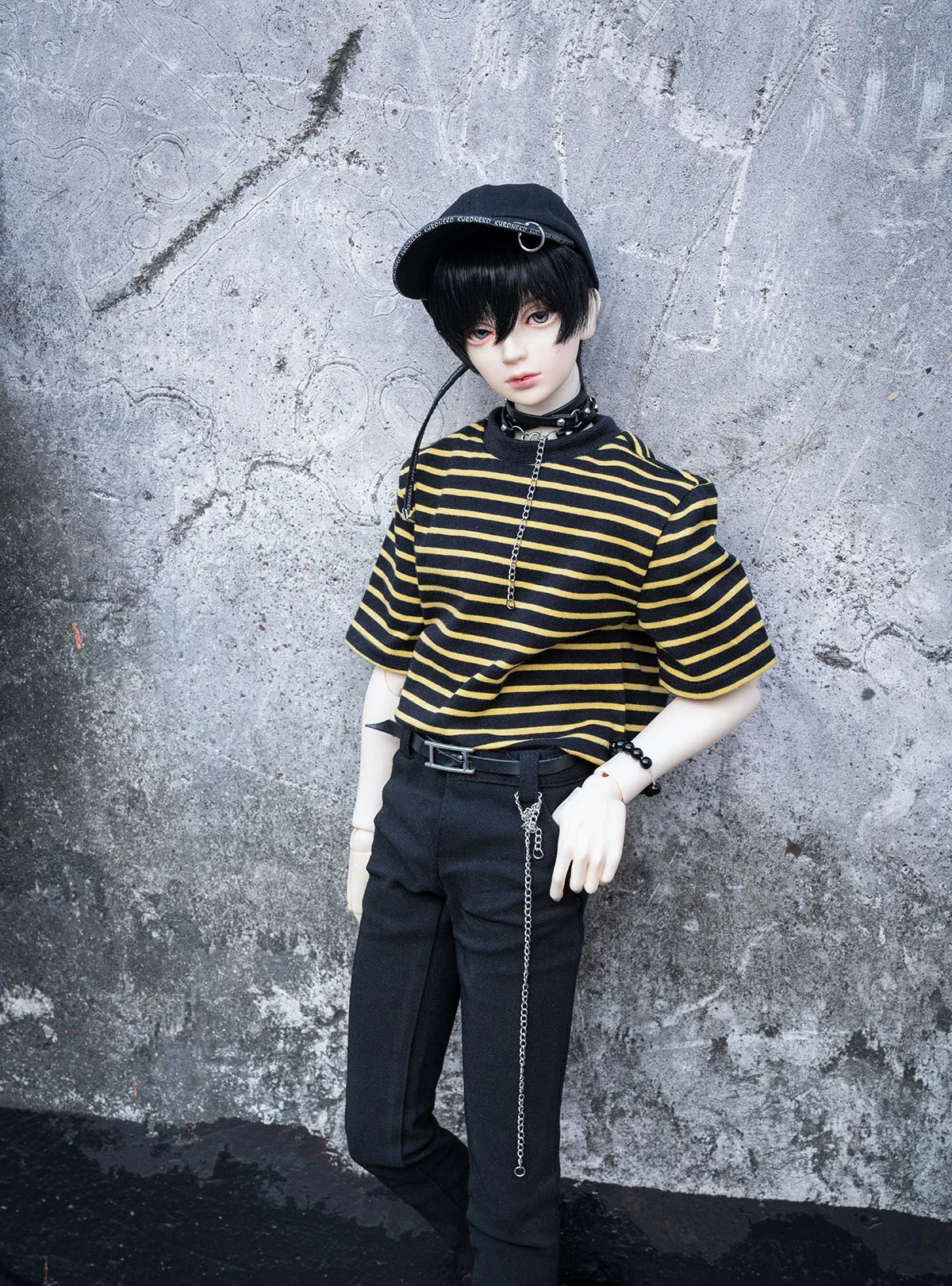 D03-P322 kinderen handgemaakte speelgoed 1/3 oom pop BJD/SD poppenkleertjes Zwart-wit gestreepte top T-shirt 1pcs