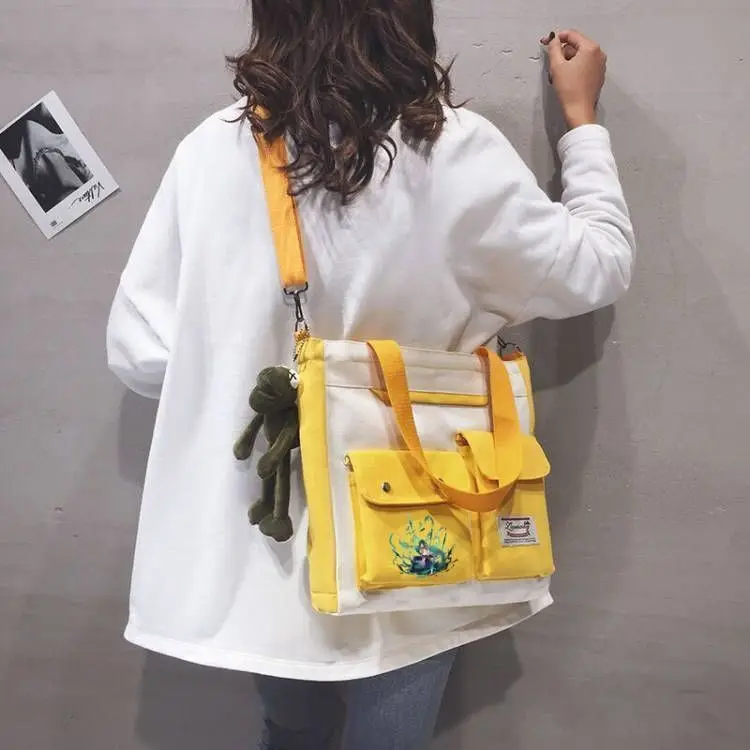 Genshin Impact Merchandise Maple God Manyo Paimon Klee Venti Single Shoulder Crossbody Backpack Student Canvas Bag Ani