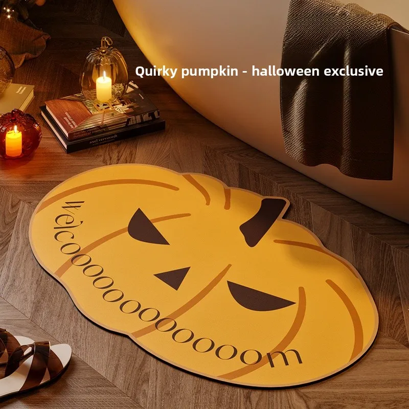 

Хэллоуин Тыква Аосфера Ретро Батом Впитывающий коврик Напольный коврик Dia Грязевой мягкий коврик Хэллоуин Декоративный дверной коврик Коврик