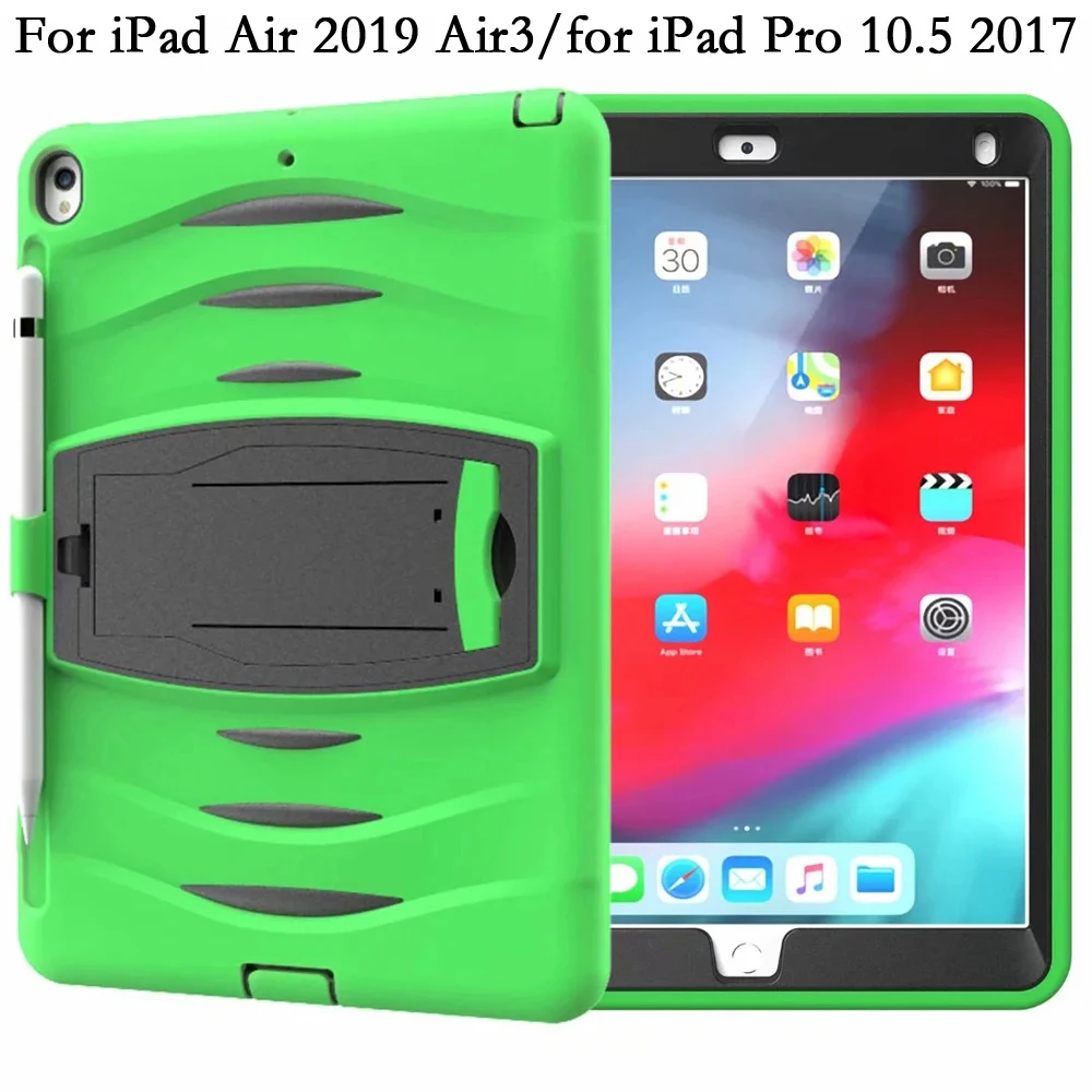 

Case for iPad Air 3 2019 Air3 A2123 Pro 10.5 2017 Cover Coque Hard PC TPU Ripple Shockproof Silicone Stand Fundas Tablet Shell