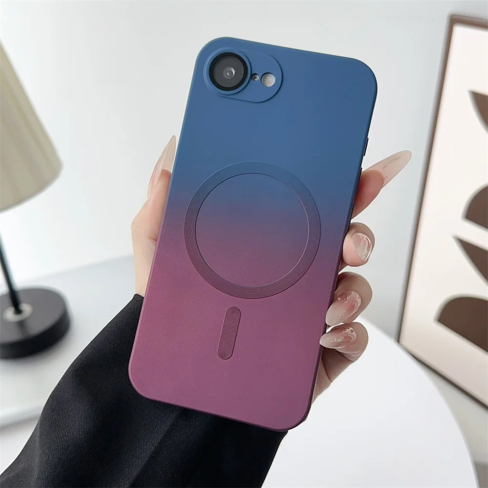 16e Magsafe 液体シリコーンワイヤレス充電ケース iPhone 16 ProMax 15 14 プラス 16E SE4 11 12 13 磁気グラデーションカラーカバー