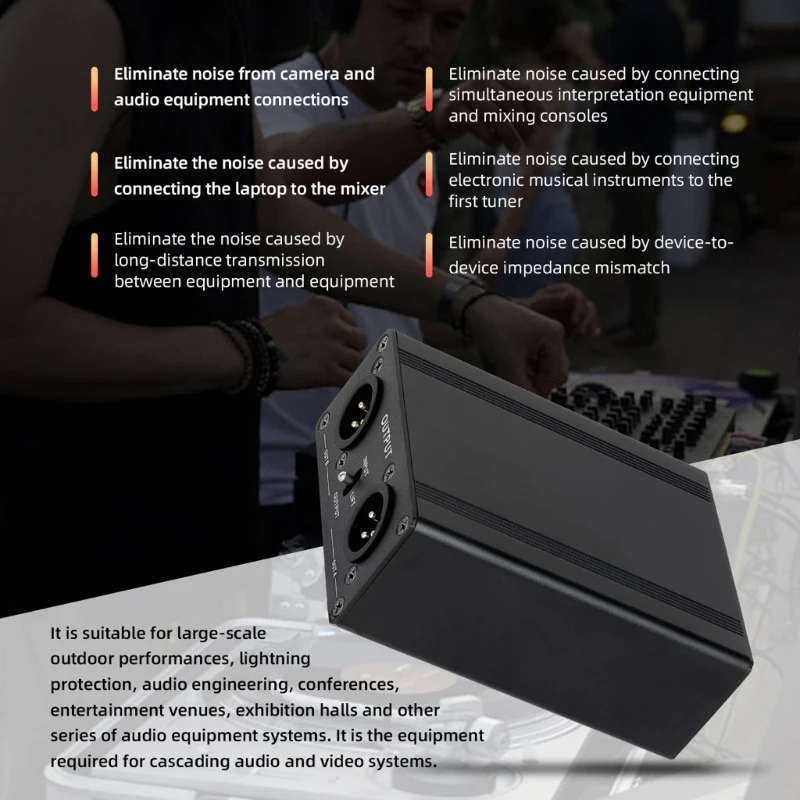 Dispositivo riduzione del rumore con filtro del rumore professionale Supporto porta da 6,35 mm per sistema semplice