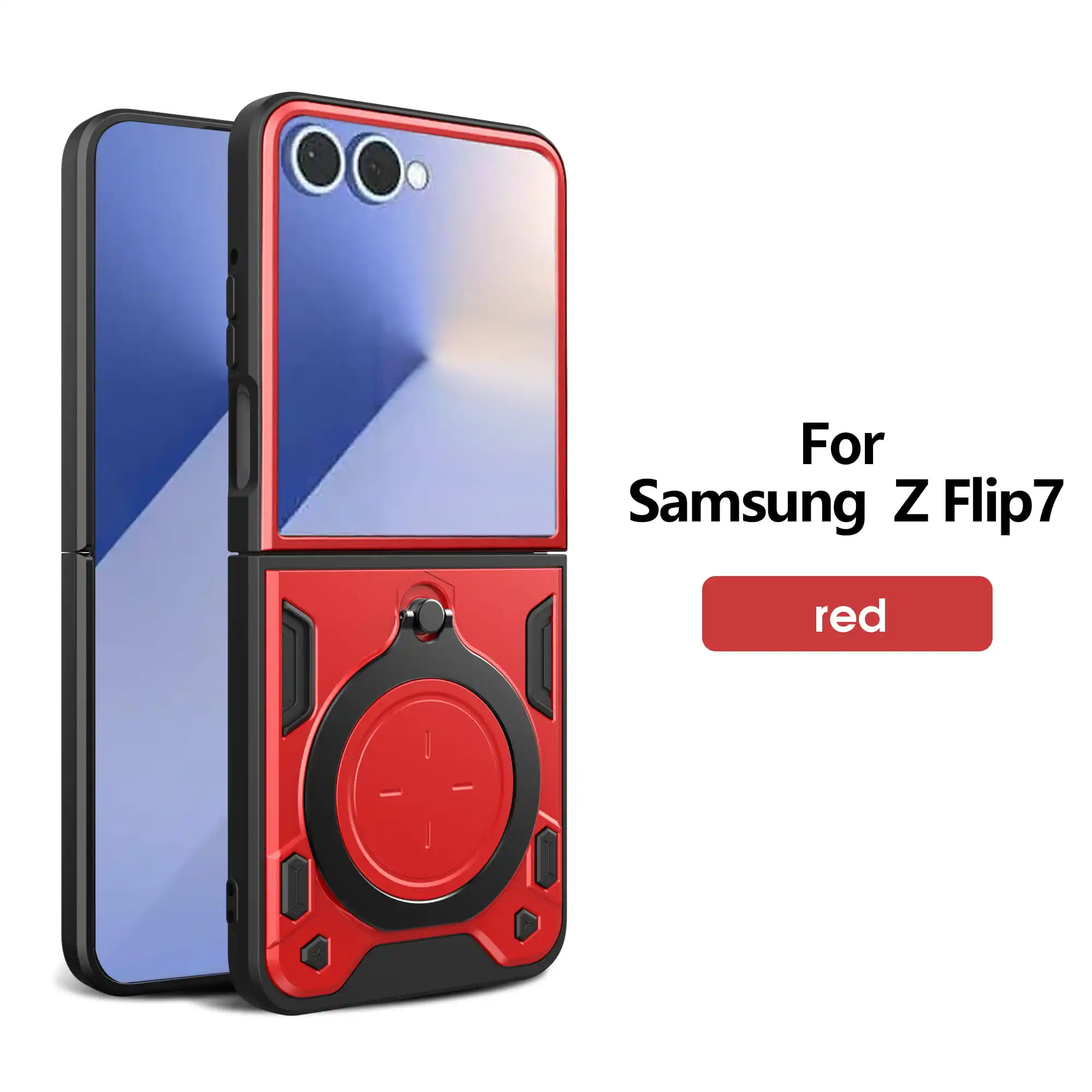 Custodia per Samsung Galaxy Z Flip7 Protezione magnetica per fotocamera Z Flip6 Flip5 Cover 360 Ruota cavalletto Armatura Anello Fonda Capa