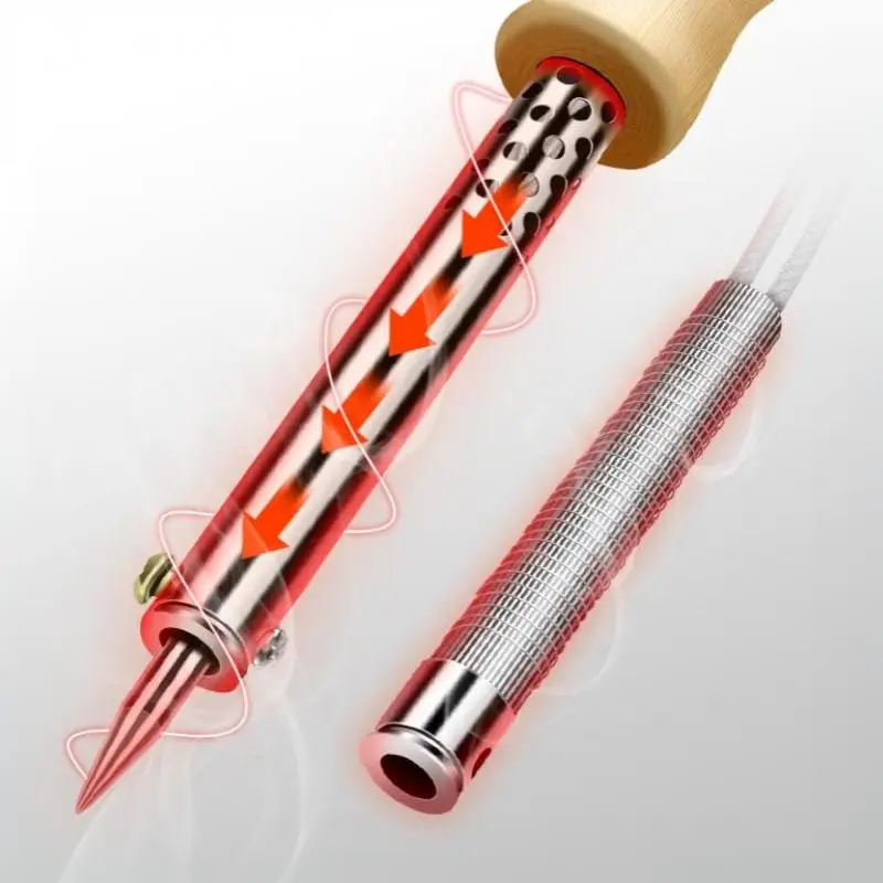 Wood Handle Mini Soldering Iron 220V 30W To 100W Adjustable Temperature Electric Hand Welding Tool