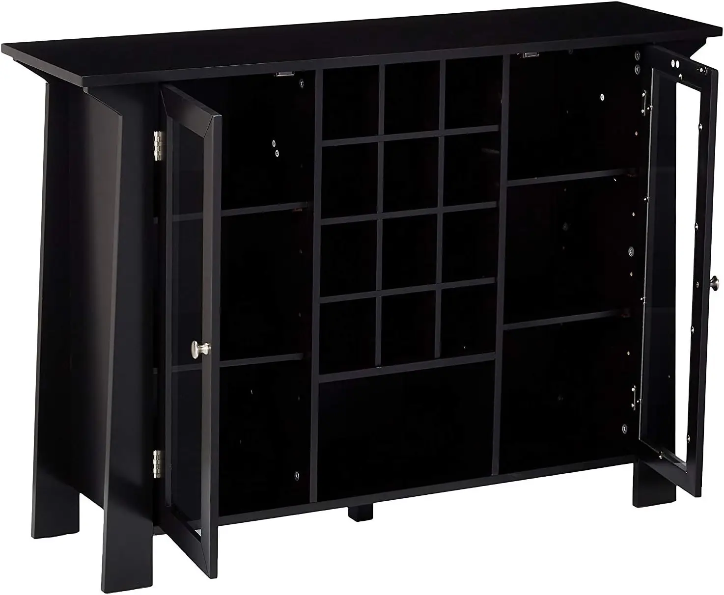 와인 보관함이 있는 마타누스카 우드 뷔페 바 캐비닛, 블랙