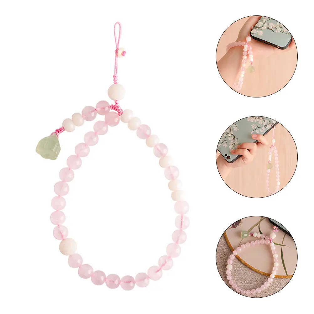 Premium Beaded Phone Chain Pendant Lanyard Lightweight Smooth Surface Chic Decorative Strap for Cellphone Key Ring Camera Tablet