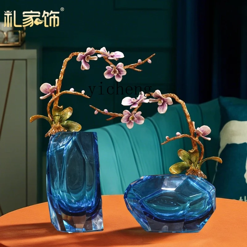 L7-8 enamel vase ornament high-end glass living room TV cabinet high-end atmospheric decoration