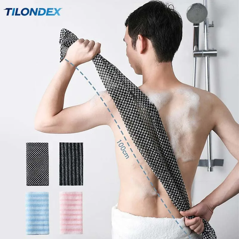 TILONDEX Japanese Style Exfoliating Bath Rubbing Washcloth Nylon Towel Brush for Back Body Scrub Shower Sponge Bathroom Accessor