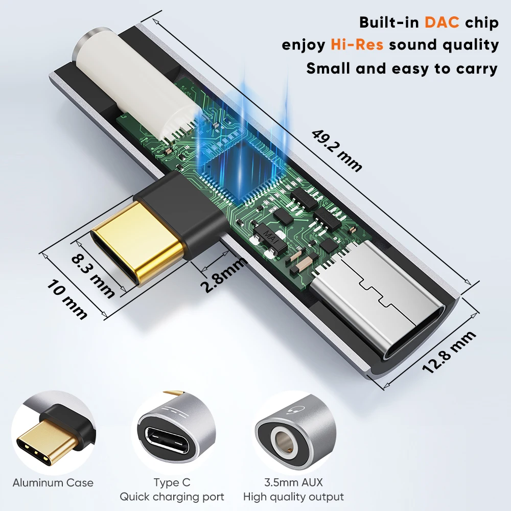 CableCreation-c타입 to 3.5 잭 2 인 1 이어폰 어댑터, 오디오 AUX 3.5 MM 잭 컨버터 PD 60W, 삼성 샤오미 원플러스 8pro 용