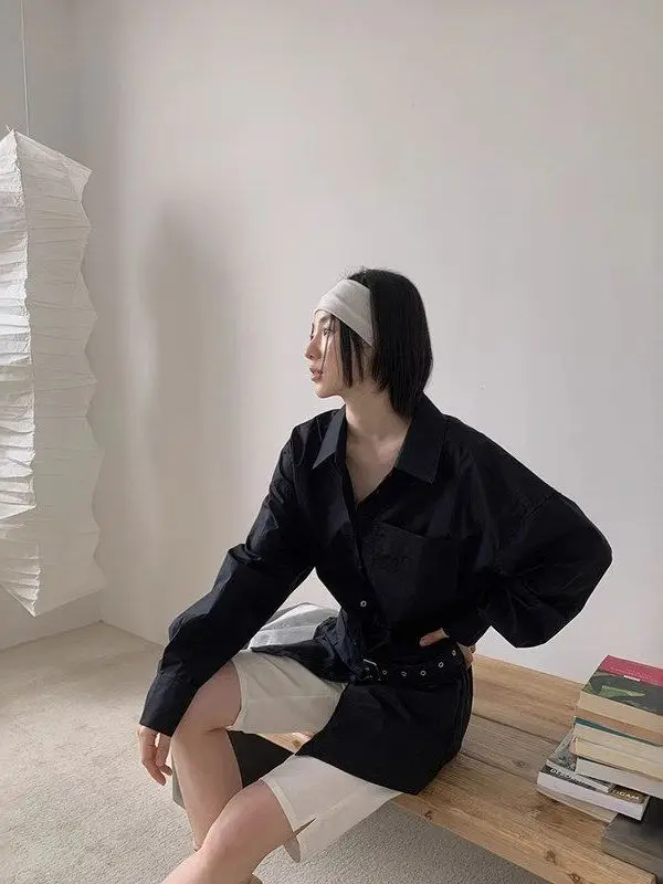 

Loose Fit Pure Cotton Sun Protection irt ForloveNancy Korean Sle Casual Wear All Seasons Women's Long Sve Button up