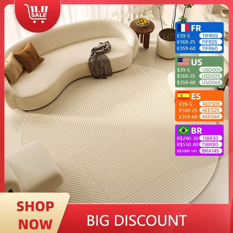 

Round Living Room Carpet Advanced Simplicity Line Large Area Coffee Tables Rug Soft Fluffy Bedroom Cloakroom Mat Alfombra Tapis