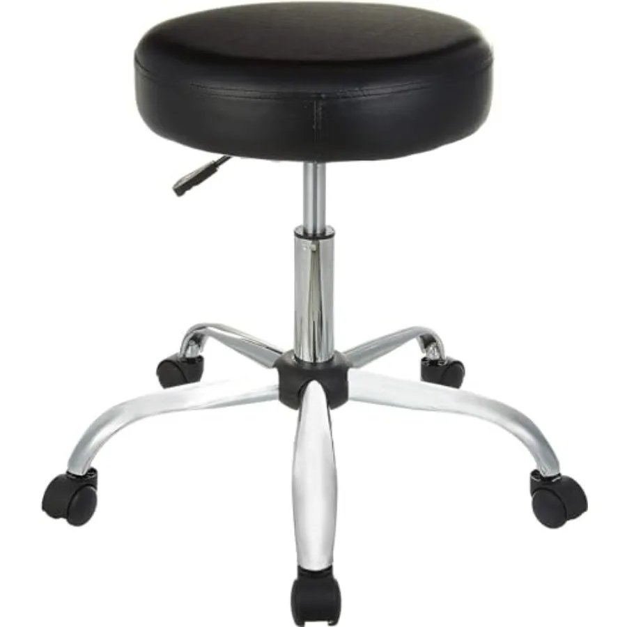 

Drafting Spa Bar Stool with Wheels Height Adjustable Swivel Seat Easy to Move Black 22.05" x 22.83" x 19.88"