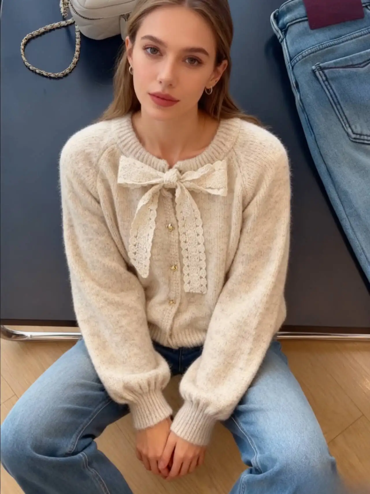 البلوزات لاعبا بالأزرار النسائية امرأة مادة متماسكة جيب وظيفي فضفاض طبيعة تنفس عادية مريحة عملية Ins #2