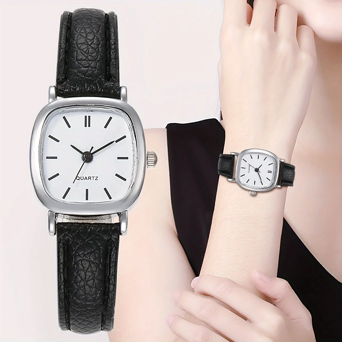 Stylish Ladies\' Pu Leather Quartz Watch - Fashionable Alloy Pointer Clock with Precise Timekeeping - Ideal Gift for Women