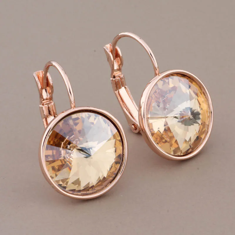 14mm Round Luxury Designer Jewelry 585 Rose Gold Color High Quality Hanging Earrings Geometric Modern Earrings For Women