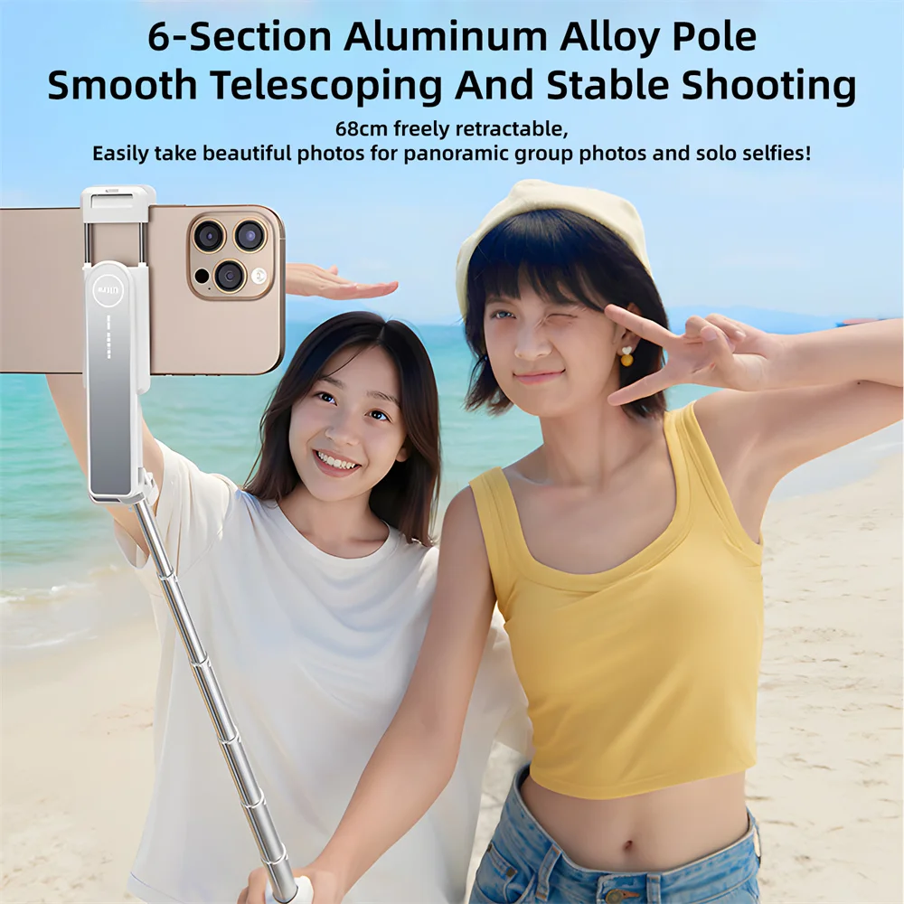 حامل هاتف عصا سيلفي 68 سم مع حامل ثلاثي صغير بلوتوث وجهاز تحكم عن بعد 360 عمود ألومنيوم قابل للدوران لفيديو البث المباشر