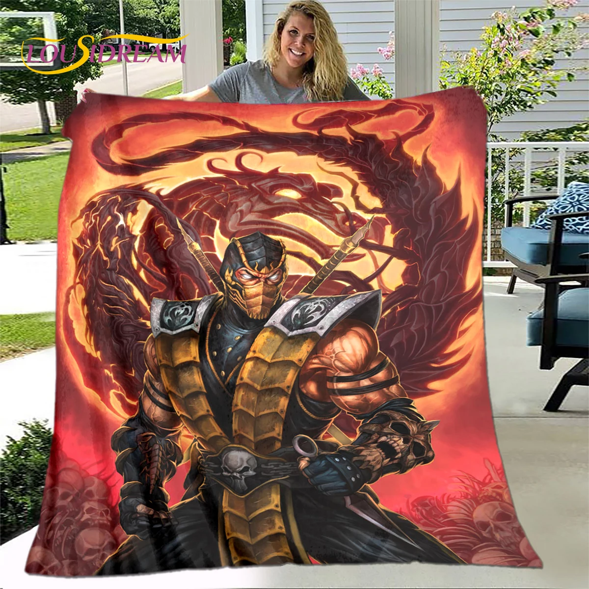 

New Cartoon Mortal Kombat Blanket,Flannel Blanket Throw Blanket,Soft Warm Blanket for Living Room Bedroom Beds Sofa Decor Gift